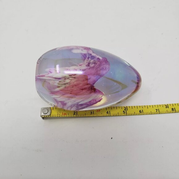 Iridescent Art Glass Egg 2.5" Paperweight Signed MSH 85 Seagate Mount St Helens - Picture 5 of 7